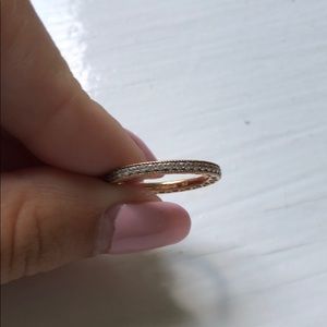 Pandora rose gold diamond studded ring